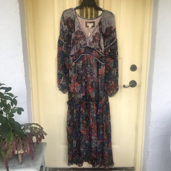 NEW Anthropologie Maeve Annabella Maxi Dress Sz 4 Floral Boho Peasant Dress - Picture 2 of 8